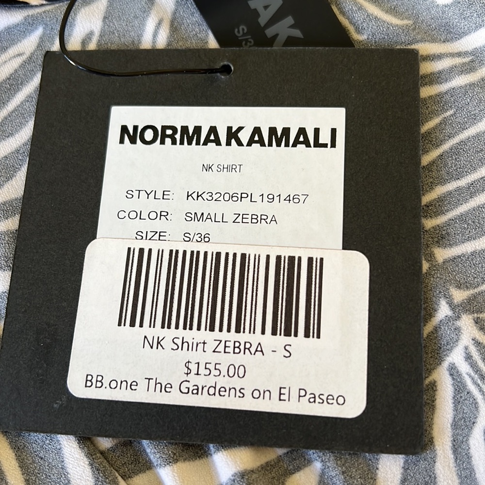 NWT Norma Kamala NK Zebra Print Collared Shirt Size S - Picture 9 of 10